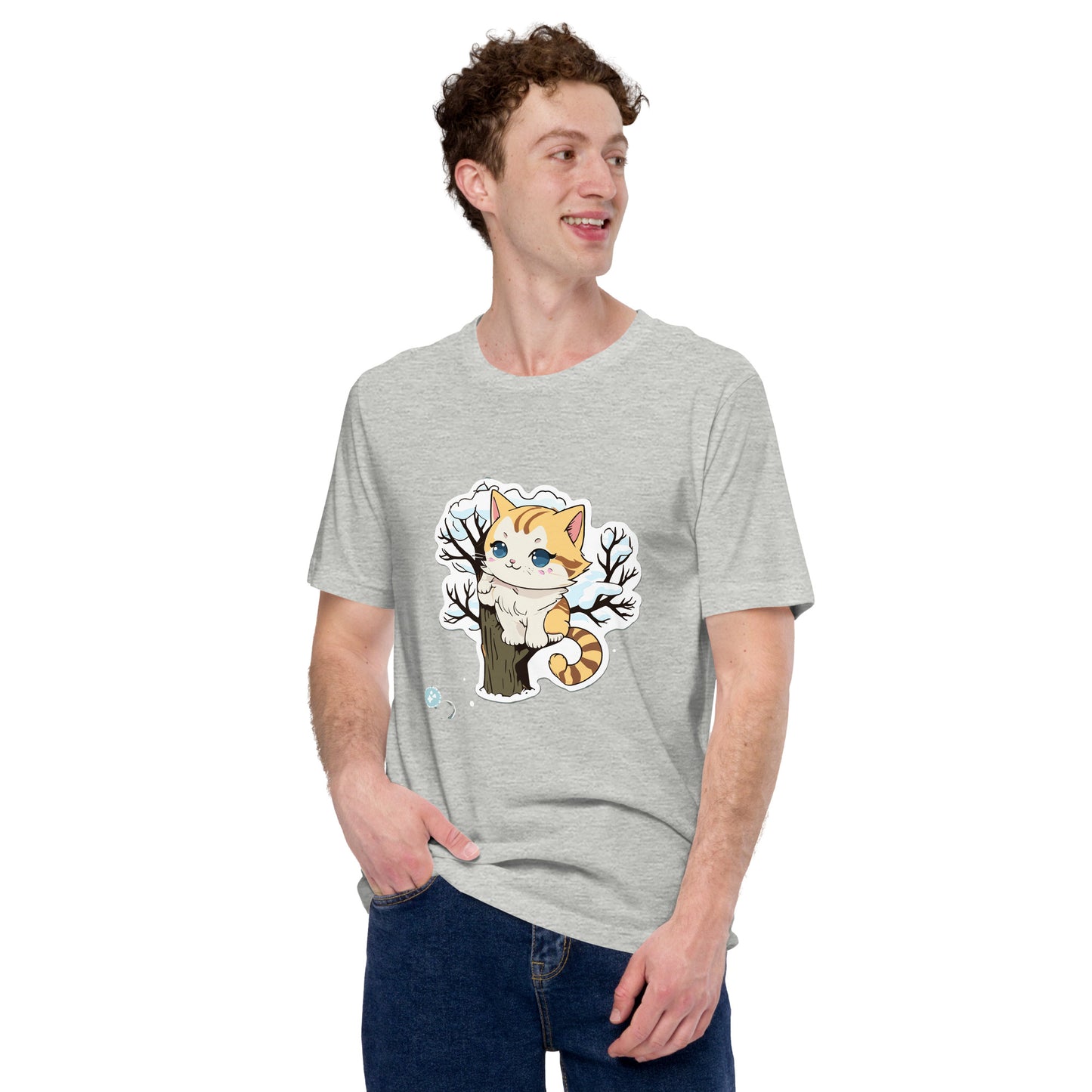 snowy cat print t-shirt