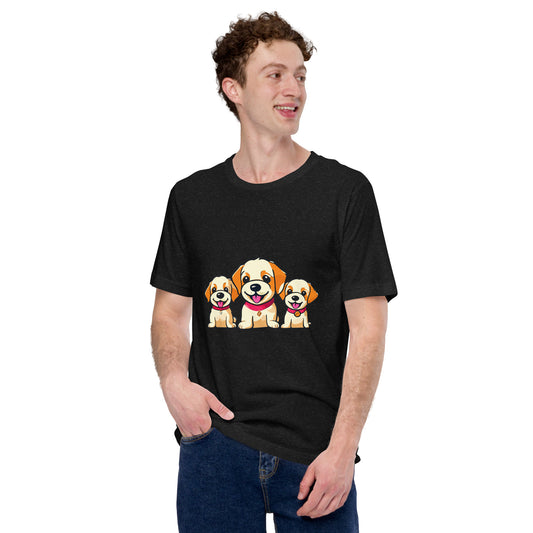 Unisex t-shirt three cute dogs