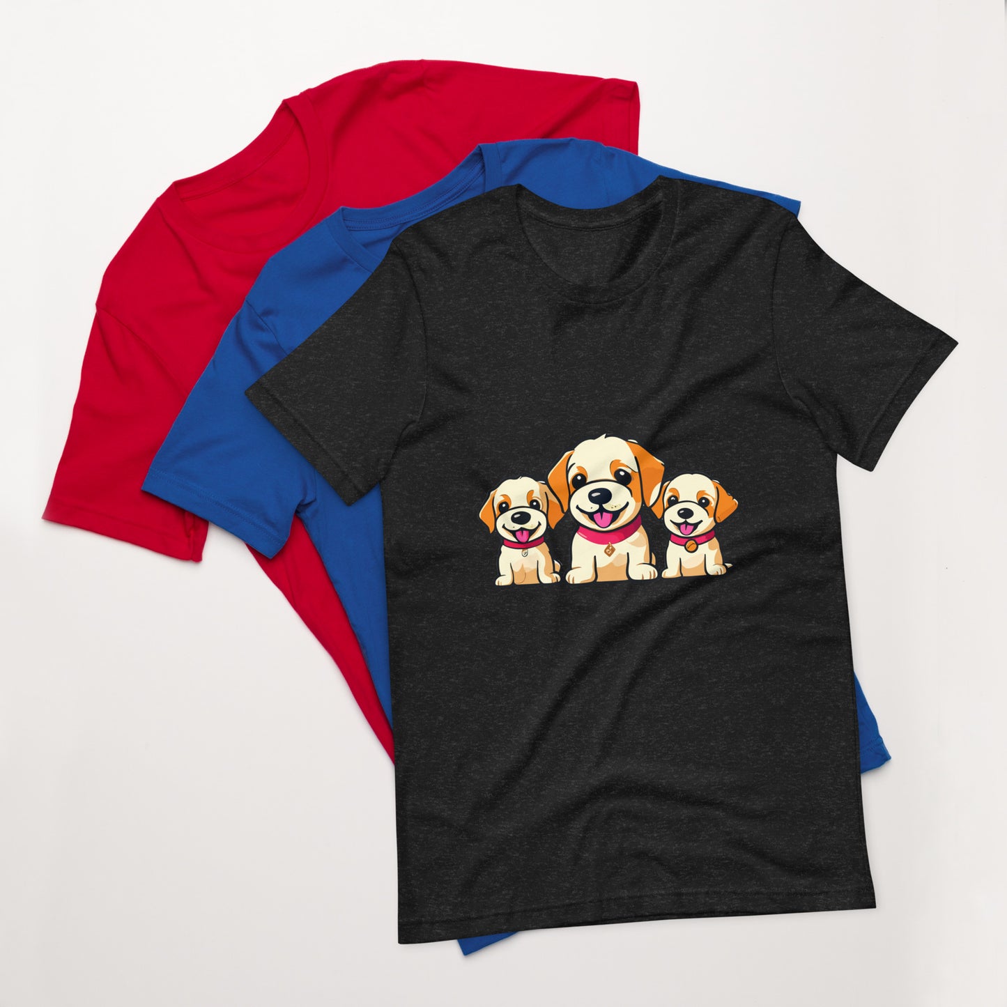 Unisex t-shirt three cute dogs