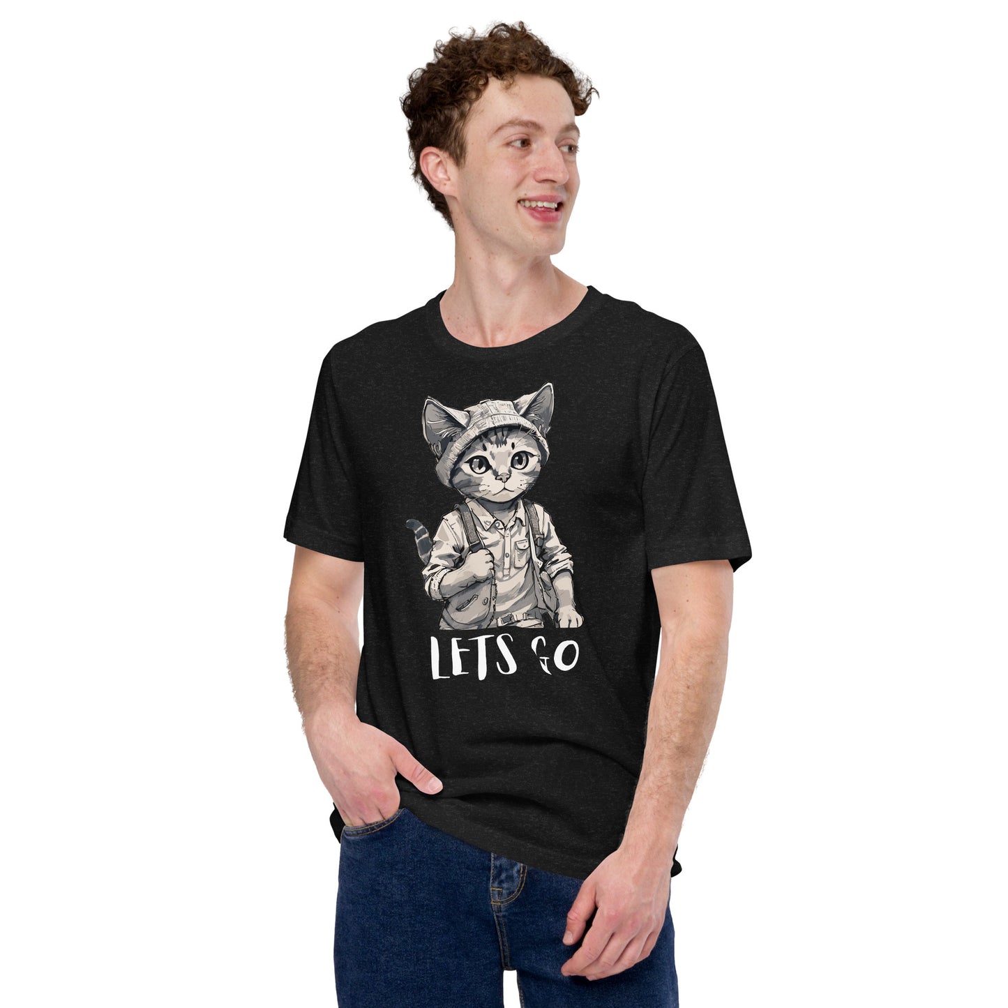 cat print lets go t-shirt