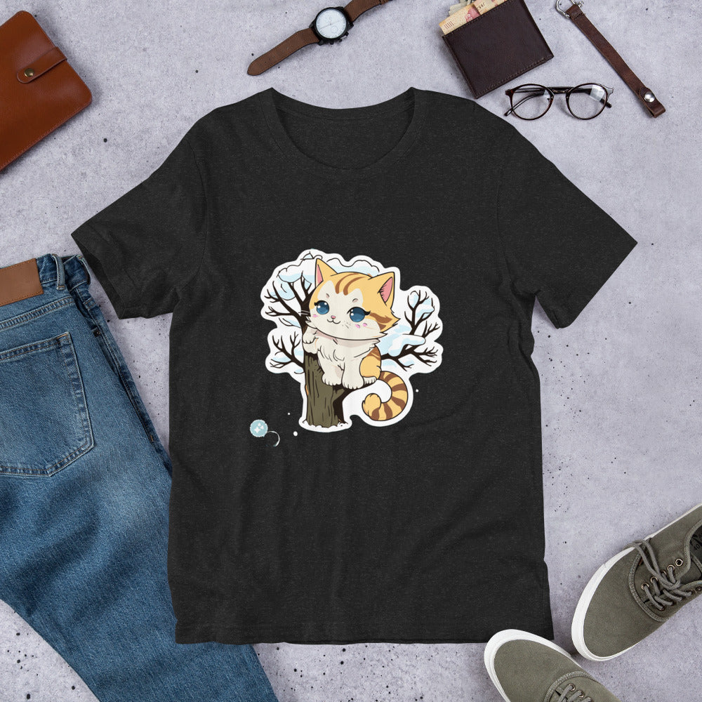 snowy cat print t-shirt