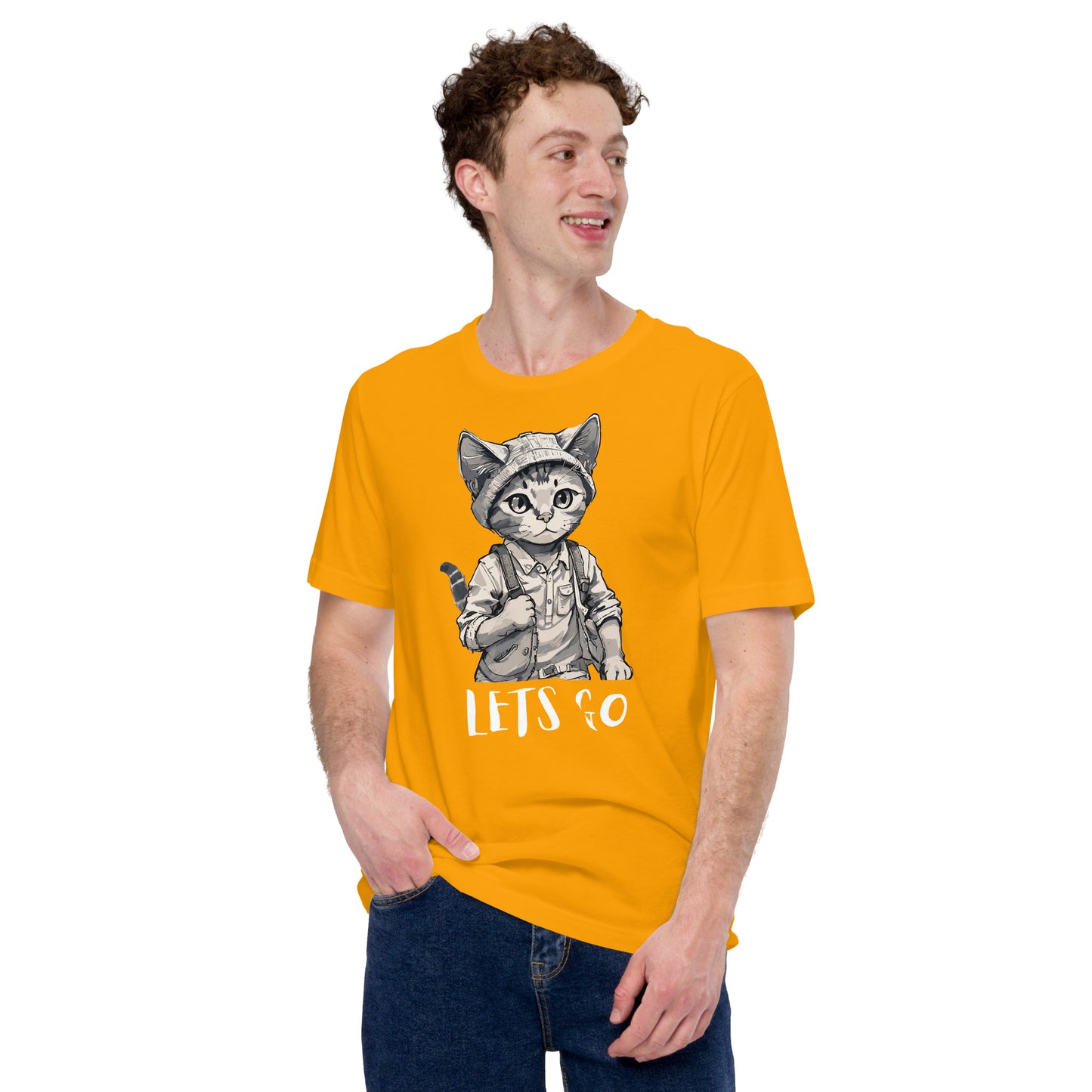 cat print lets go t-shirt