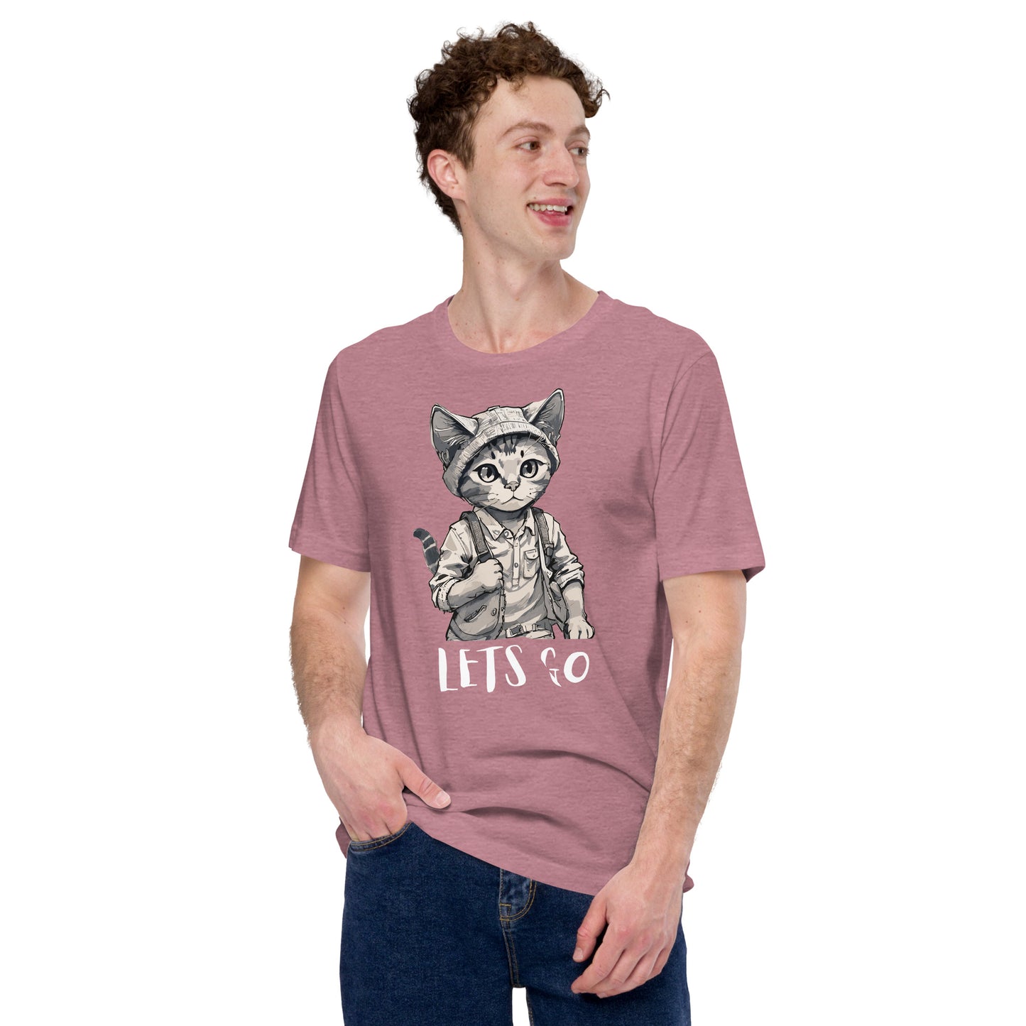 cat print lets go t-shirt