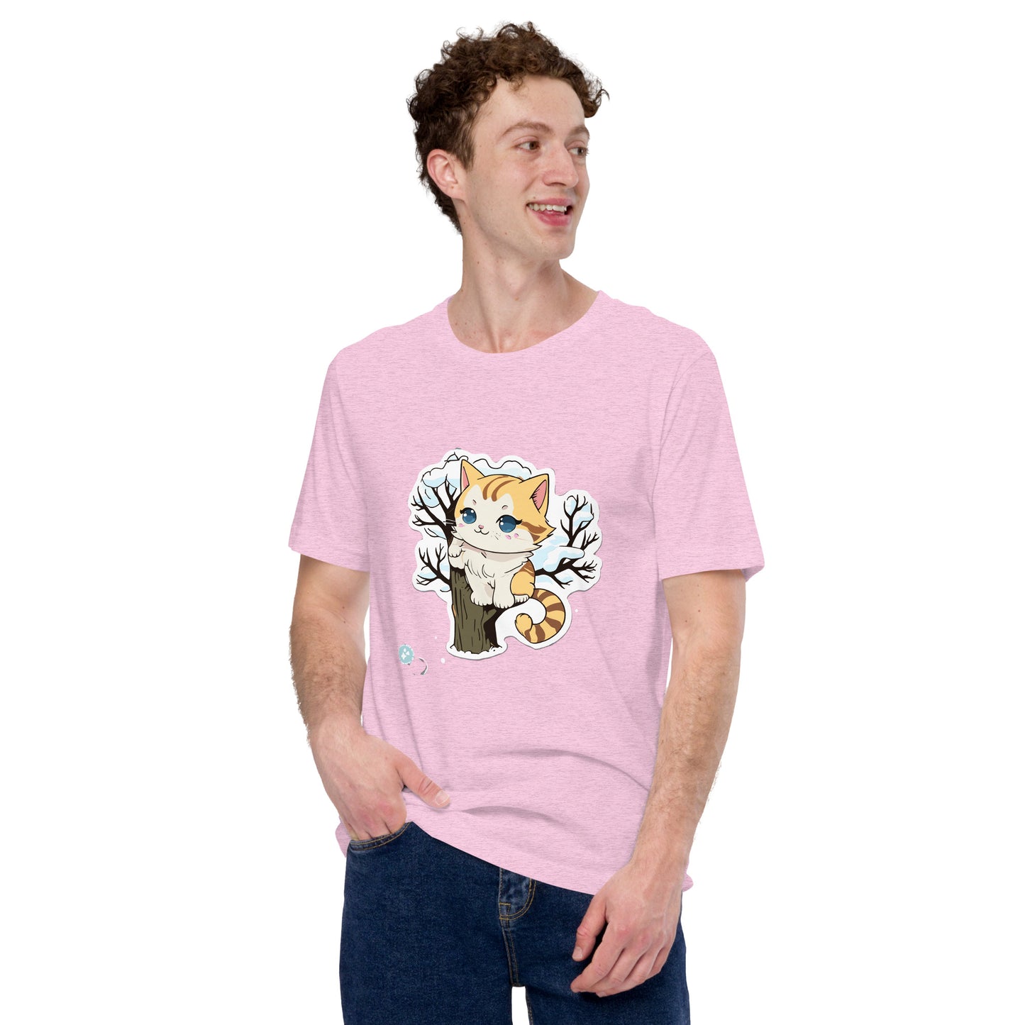 snowy cat print t-shirt