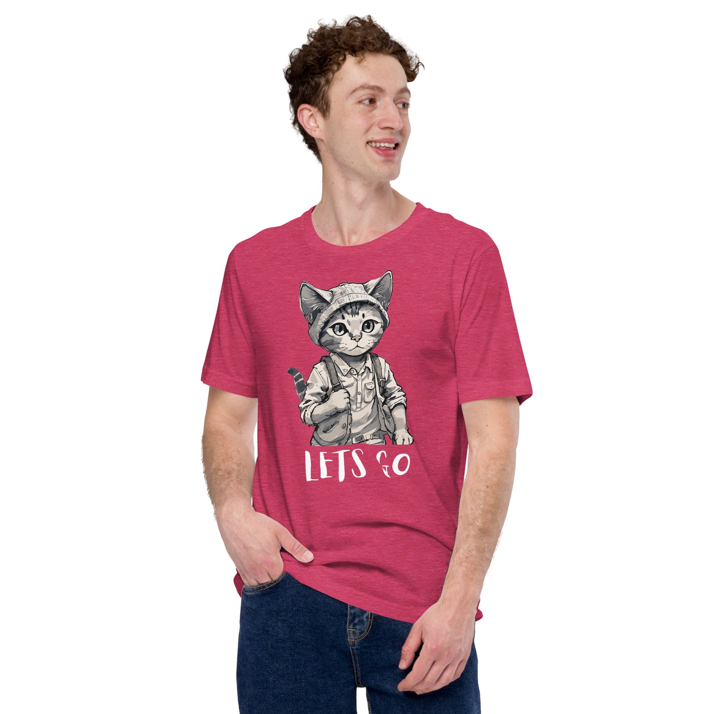 cat print lets go t-shirt