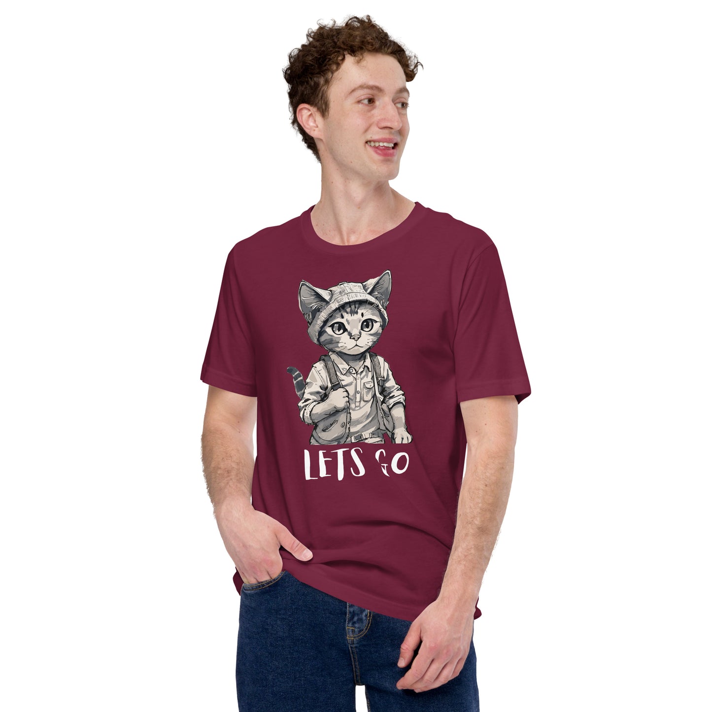 cat print lets go t-shirt