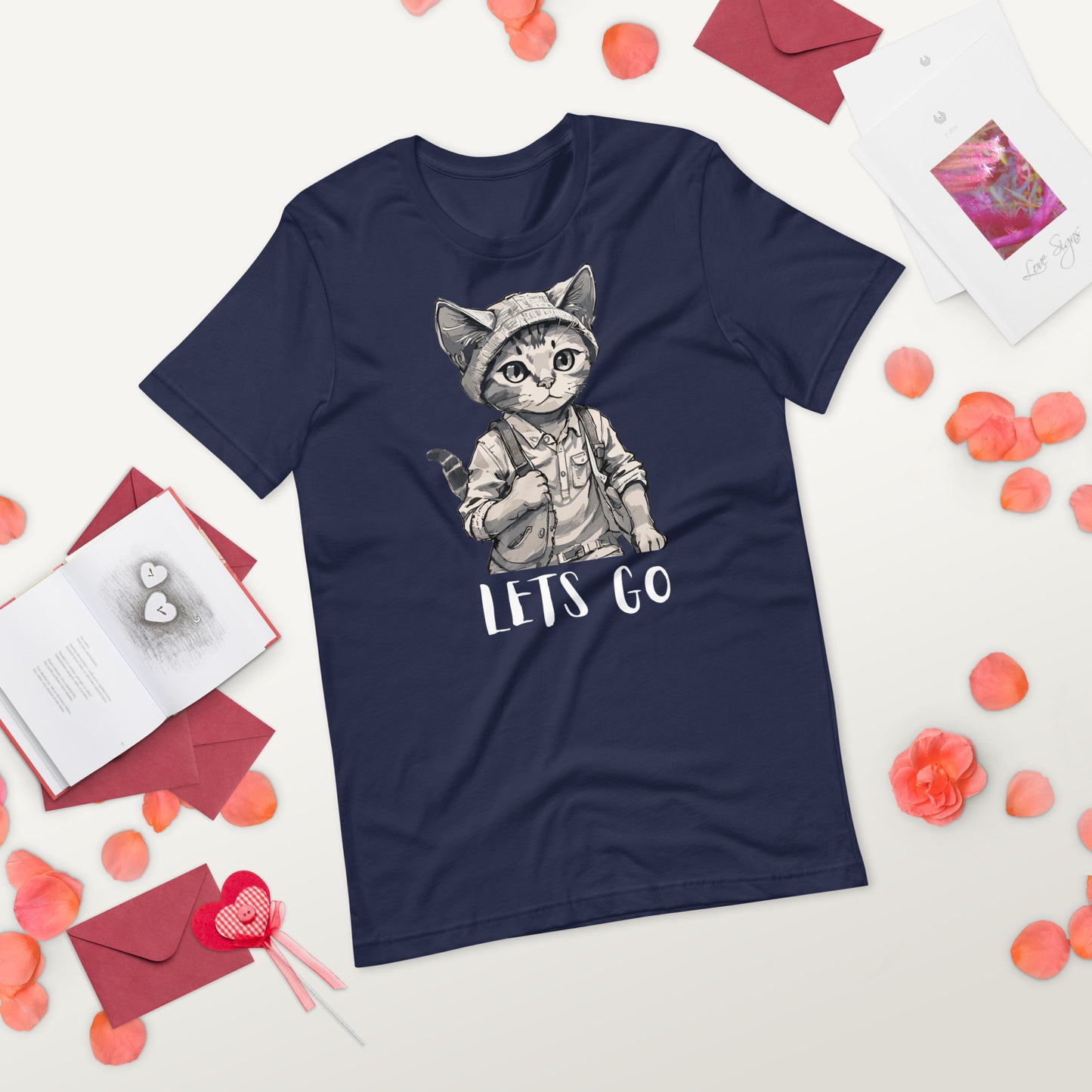 cat print lets go t-shirt