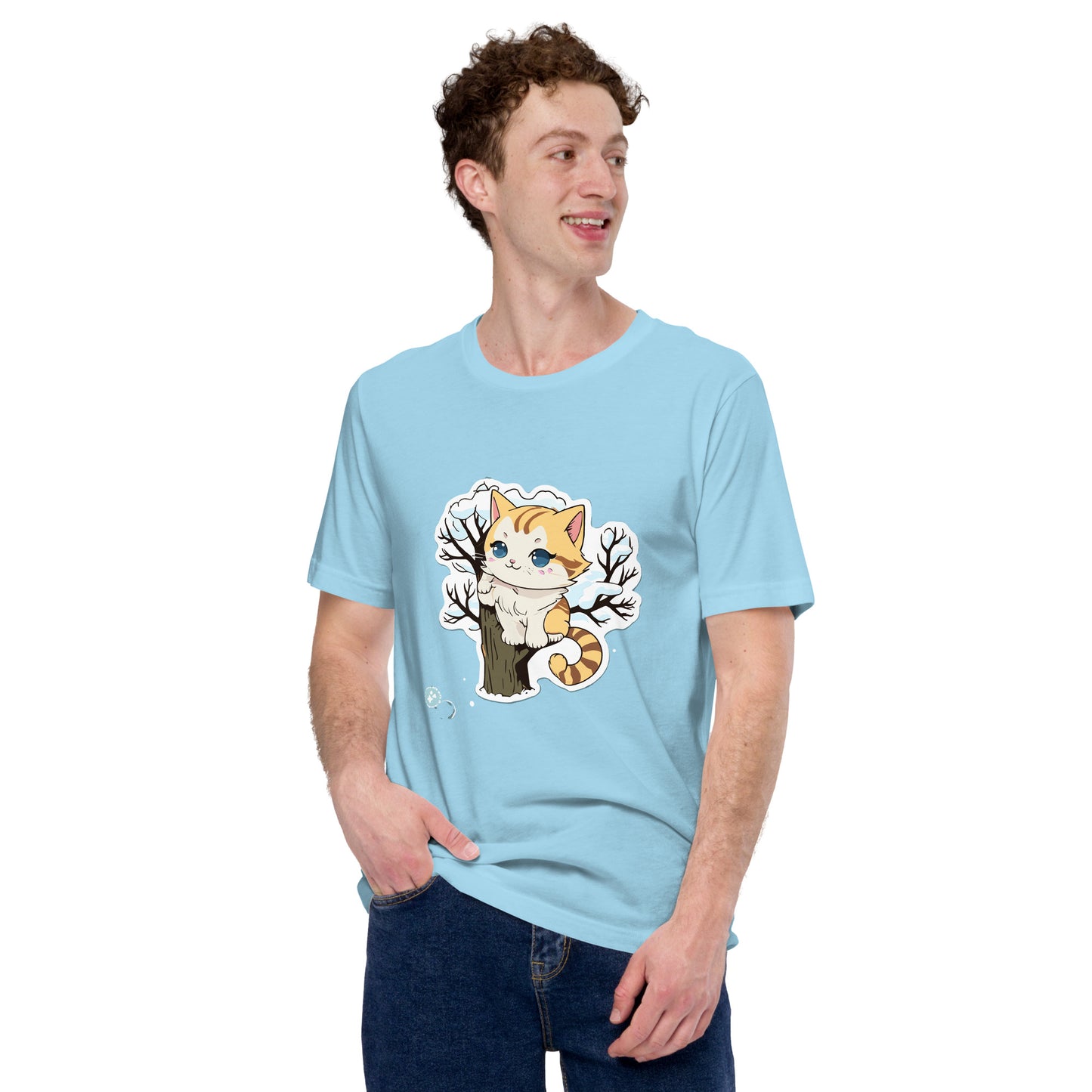 snowy cat print t-shirt