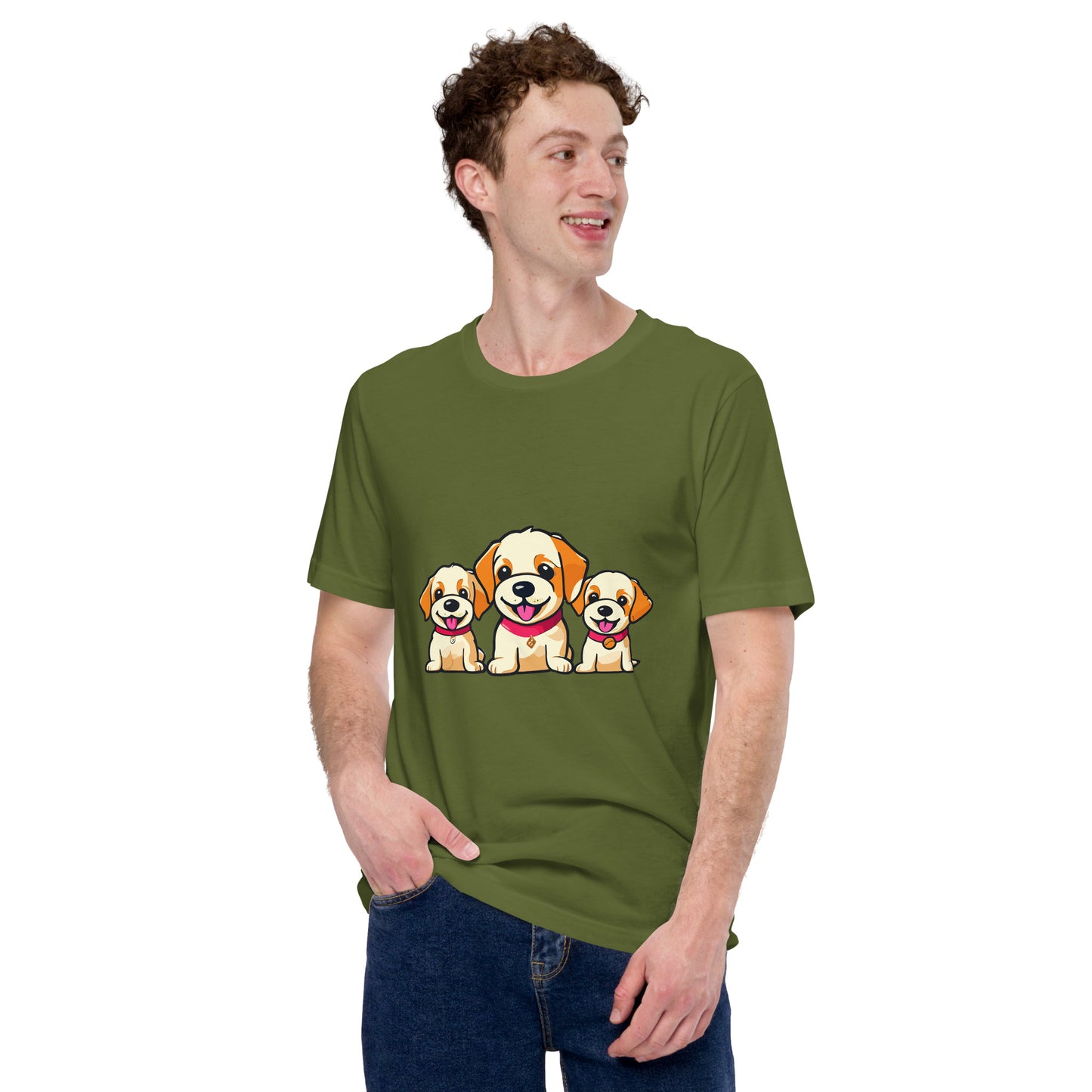 Unisex t-shirt three cute dogs